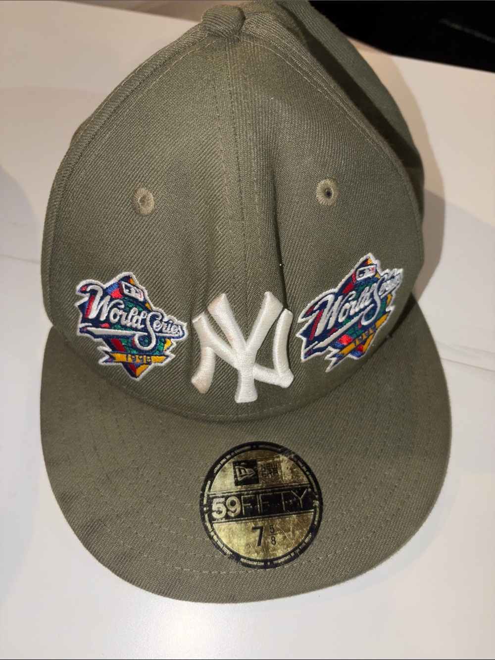 New Era 59 fifty New York nets olive 1999 World Series basketball cap worn 1